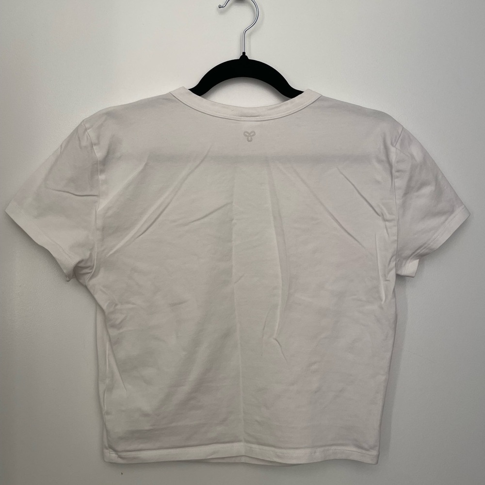 Aritzia TNA Peekaboo / Cut Out Cropped White T Shirt Size L - Picture 3 of 4